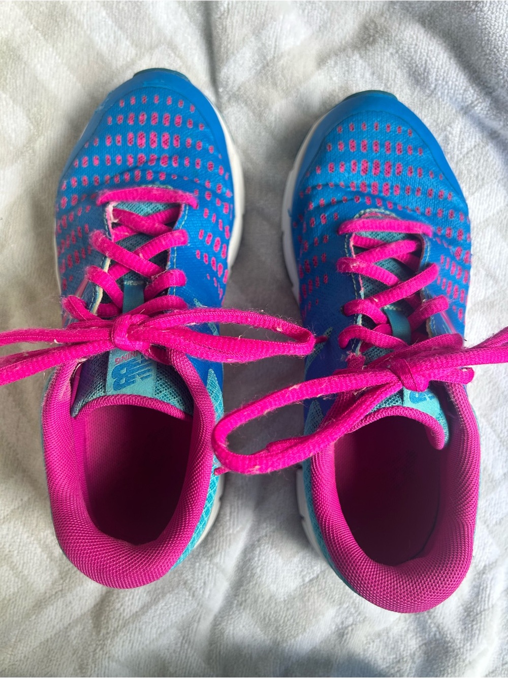 New Balance Girls Blue and Pink Athletic Sneakers